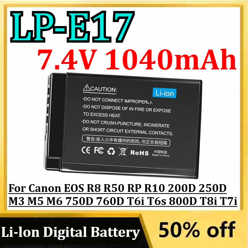 Canon Camera Eos R50 - Akumulatory litowo-jonowe 7.4V 1040mAh LP-E17 do